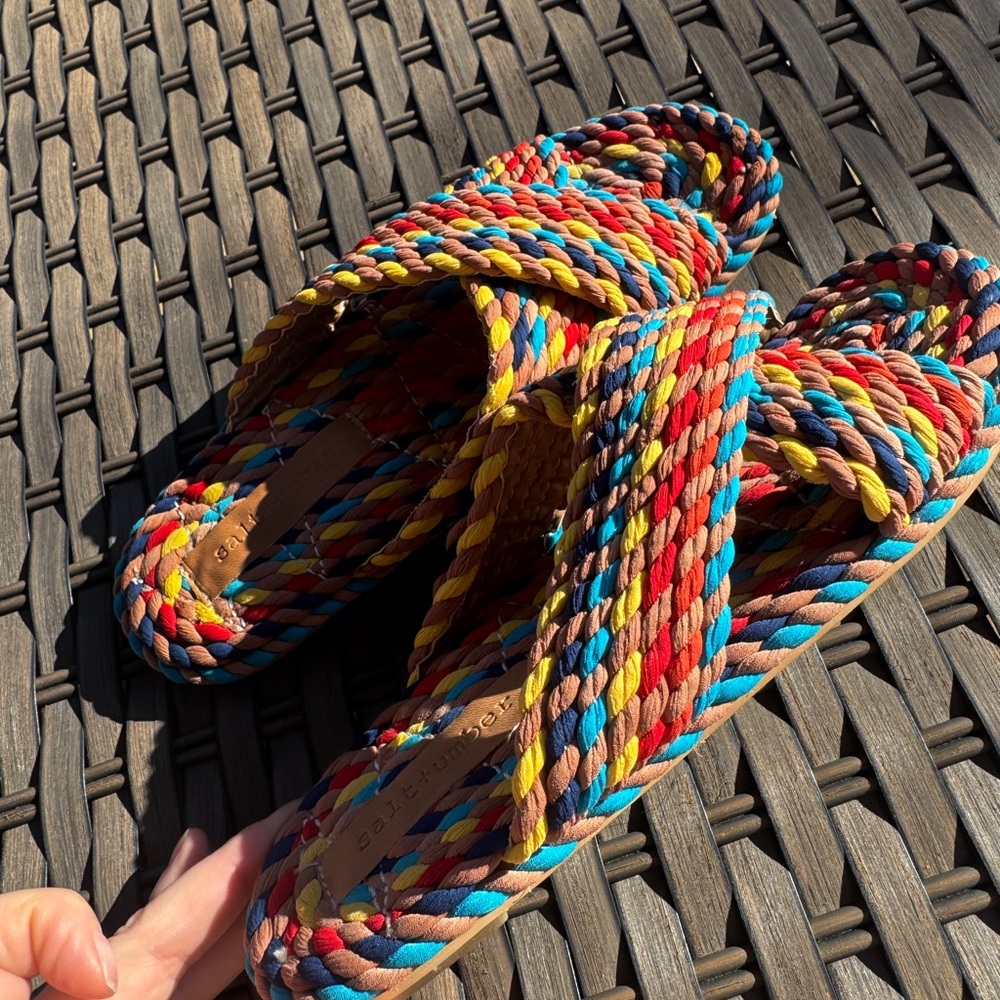 Salt + Umber Saraya Multi-Rainbow Fabric Rope Sandal Size 8 - Picture 6 of 11